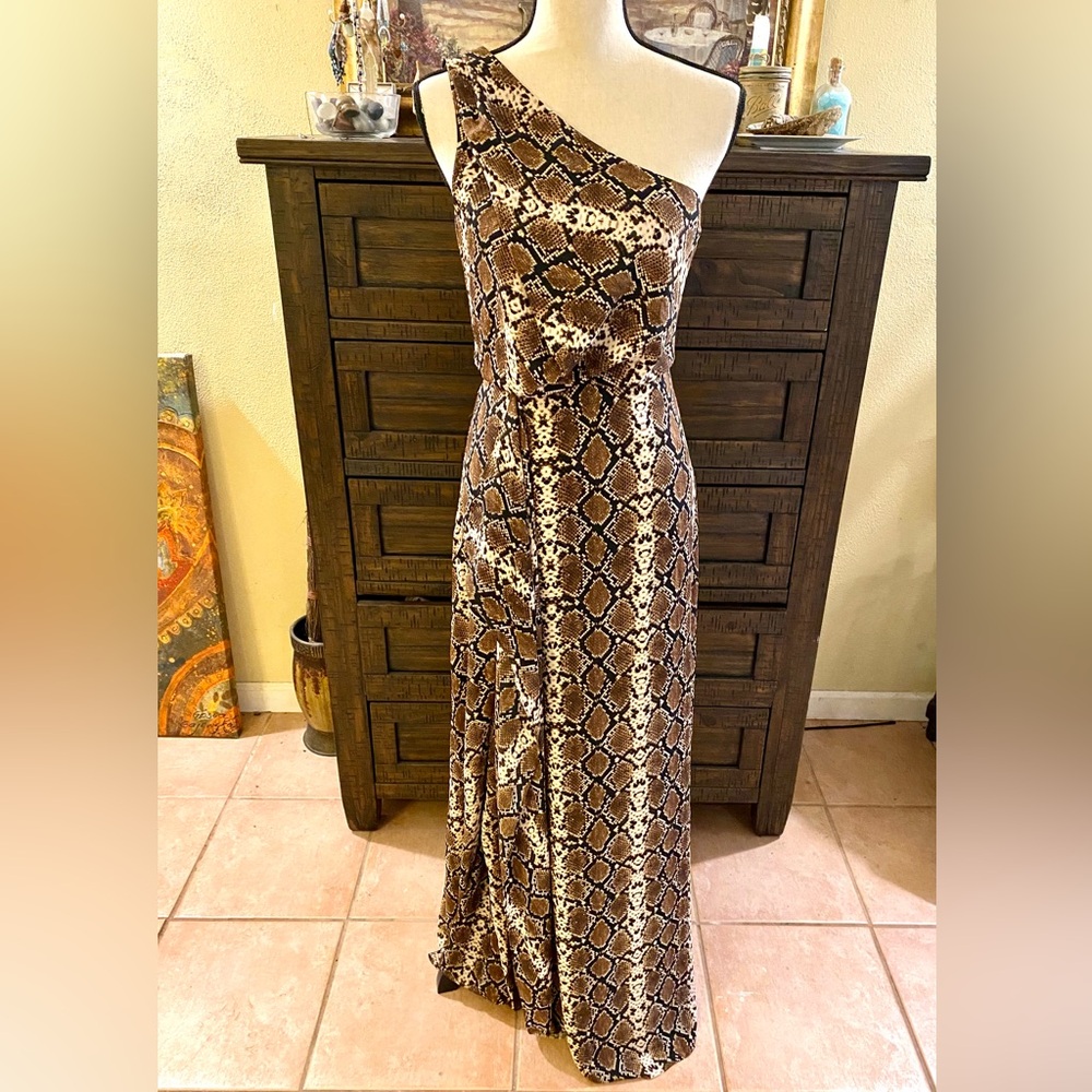 BCBGMAXAZRIA Brown Snake Print Maxi Dress